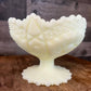 Vintage Fenton satin yellow custard uranium glass pedestal compote bowl