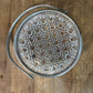 Vintage pressed glass crystal basket with silverplated rim and handle