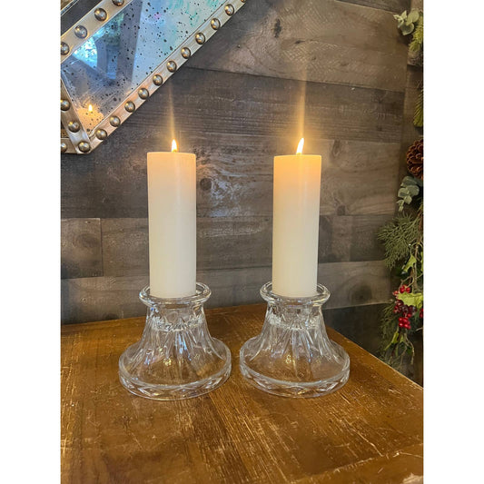 Heavy vintage clear crystal candle holders - candle pedestals