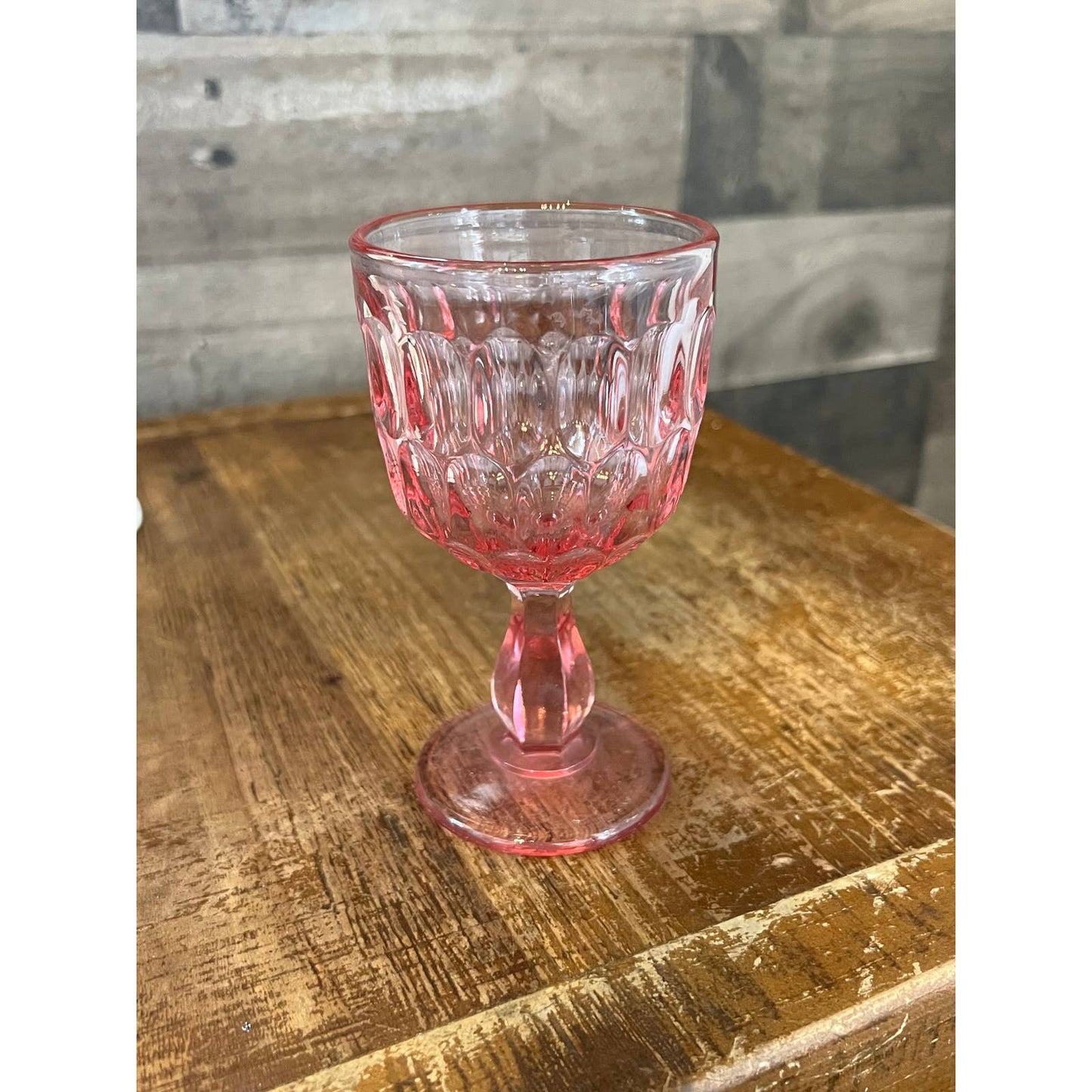 Vintage Fenton colonial pink thumbprint wine glass