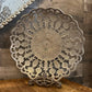 Vintage perforated metal floral round coupe bowl tray