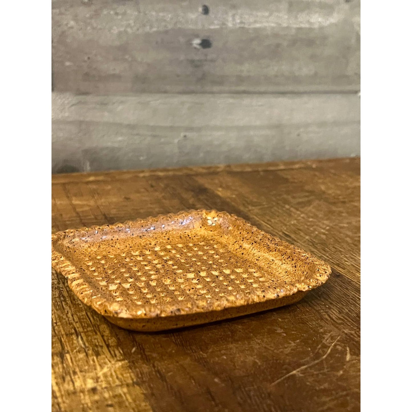 Ceramic square orange trinket dish