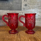 Pair of vintage Avon Ruby red pedestal mugs