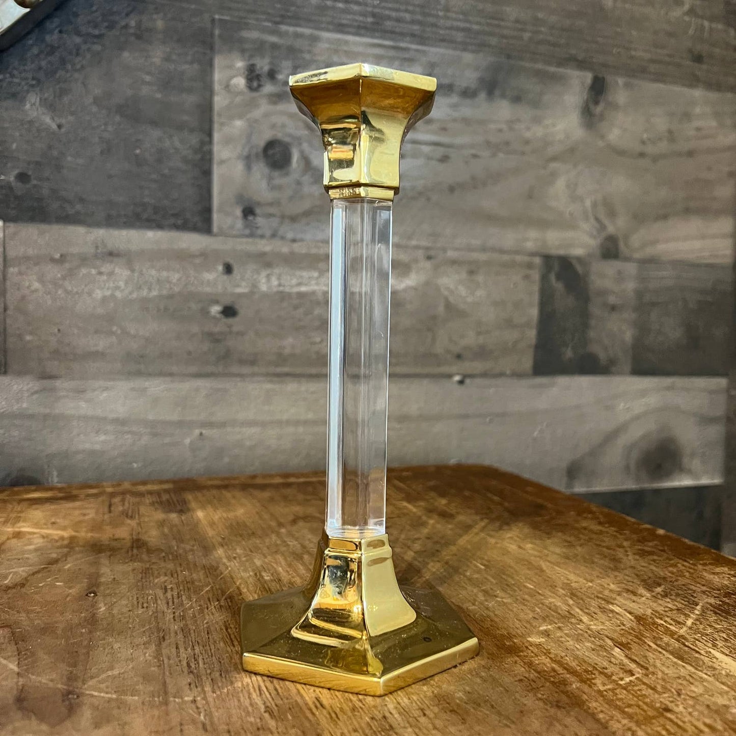 Brass and lucite candlestick holder THE ANTIQUE YARD