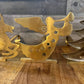 Lacquered brass Christmas stocking holders - set of 4 - reindeer, Angel and horn, Christmas tree, Santa in sleigh