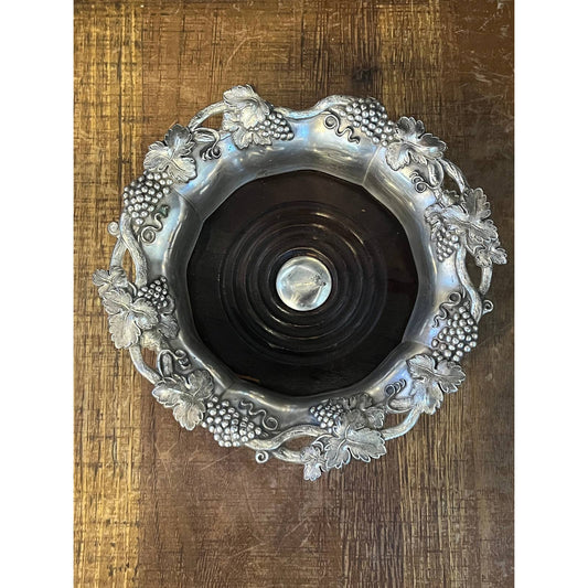 Vintage silver plate grape vine wine bottle coaster