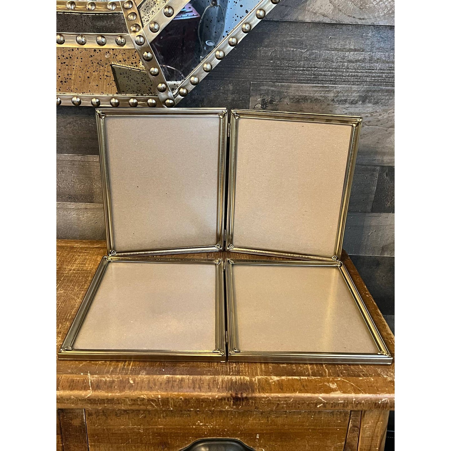 Large brass rectangle double frame picture frame