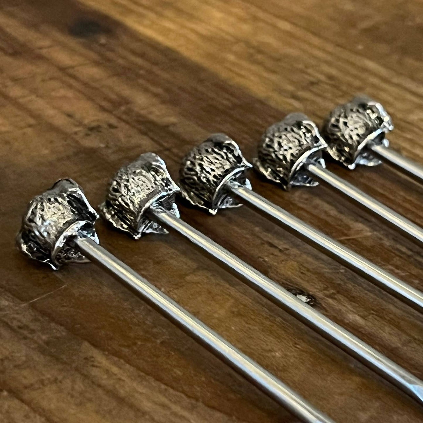 Vintage silver plated dog head skewers - 5